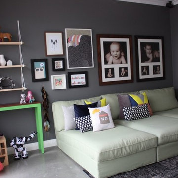 Kids Playroom with 3 Ikea Kivik chaise lounges