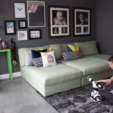 Kids Playroom with 3 Ikea Kivik chaise lounges
