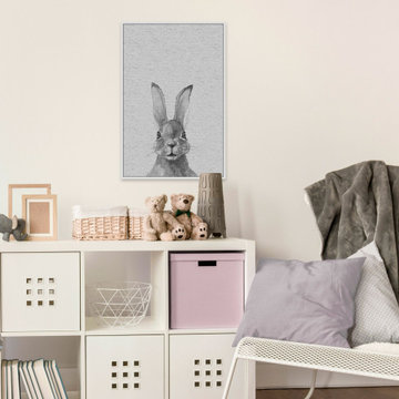 "Lapin Gris II" Floater Framed Painting Print on Canvas