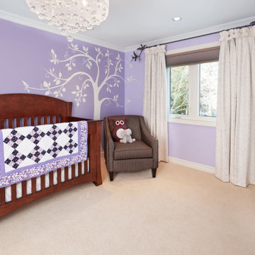 Lavender & White Whimsical Nursery Overall Room Photo