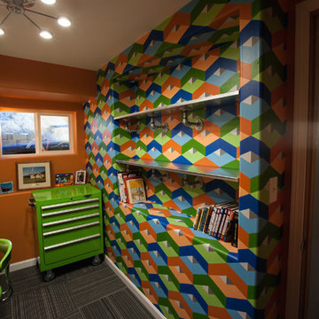 Lego Room hand painted geometric wall.