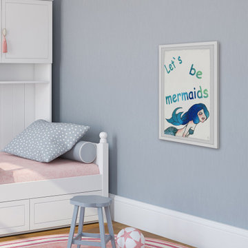 "Let's Be Blue Mermaids" Framed Painting Print