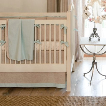 Light Blue Linen Crib Bedding Collection by Carousel Designs