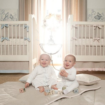 Light Blue Linen Crib Bedding Collection by Carousel Designs
