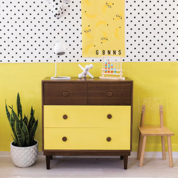 Lukka Modern Kids 4-Drawer Dresser (Walnut/Yellow)