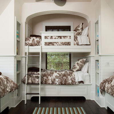Inspiration for a timeless dark wood floor kids' bedroom remodel in Other with beige walls