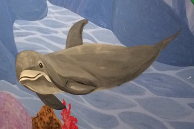 Mermaid Mural dolphin