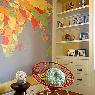 1960s gender-neutral medium tone wood floor kids' room photo in Orange County