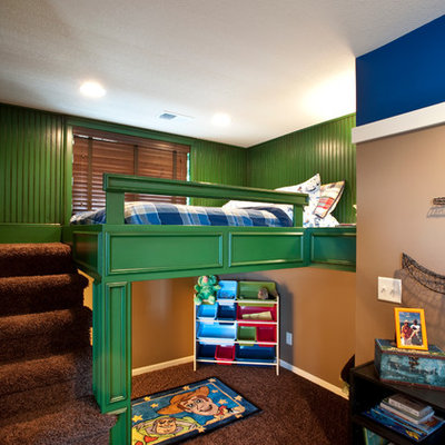 Example of a classic boy kids' room design in Kansas City with multicolored walls