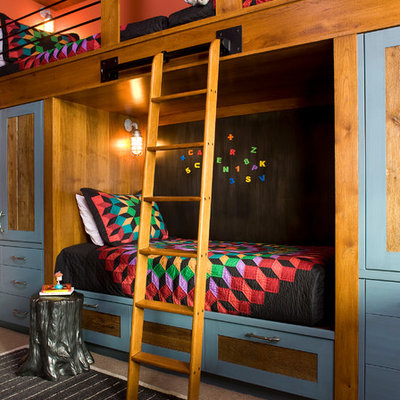 Mountain style kids' room photo in Denver with multicolored walls