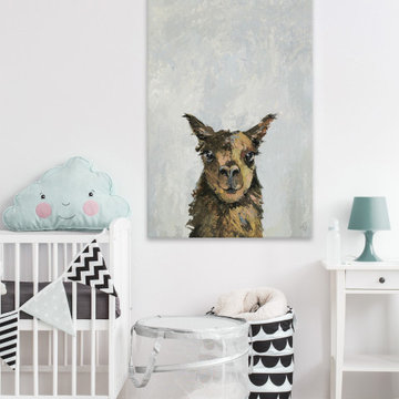 "Naughty Llama II" Painting Print on Wrapped Canvas