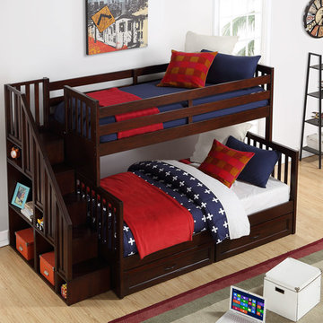 Noah Twin Over Double Bunk Bed with Stairs