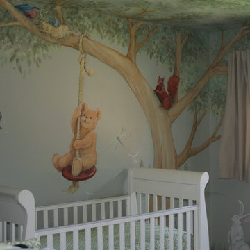 Nursery Teddy Bear on a Rope Swing