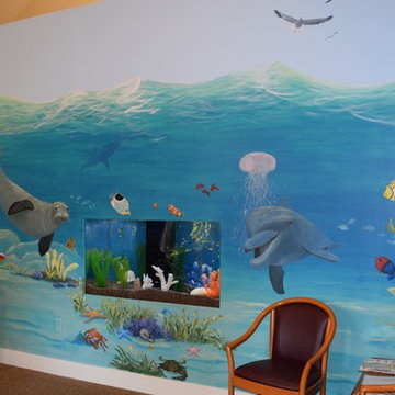 Ocean and fish theme room murals