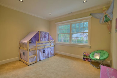 Inspiration for a timeless girl carpeted kids' room remodel in Seattle with beige walls