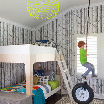 Kids' room - transitional boy dark wood floor kids' room idea in Los Angeles