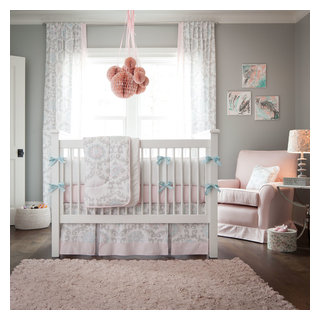 Pink gray crib bedding hot sale