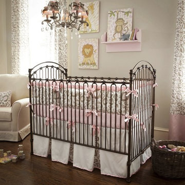 Pink and Taupe Leopard Crib Bedding Collection by Carousel Designs