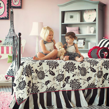 Pink Black and White Girl's Bedroom Paris Theme