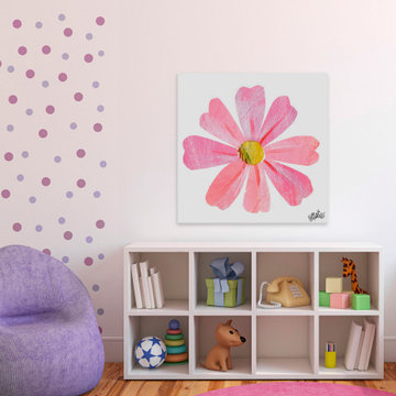 "Pink Flower" Painting Print on Wrapped Canvas