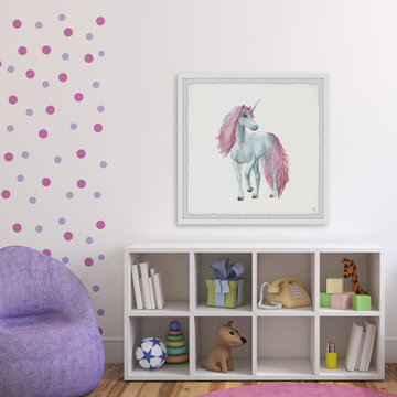 "Pink-haired Unicorn" Framed Painting Print