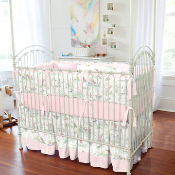 Pink Over the Moon Toile Crib Bedding