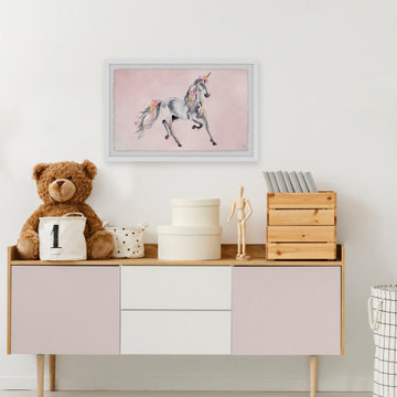 "Pink Unicorn Dream" Framed Painting Print