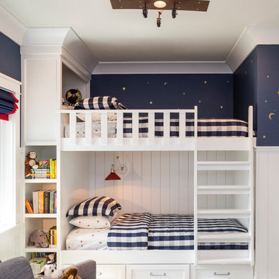 Kids' room - large transitional gender-neutral carpeted and beige floor kids' room idea in Denver with white walls