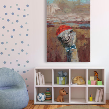 "Playful Ostrich" Painting Print on Wrapped Canvas