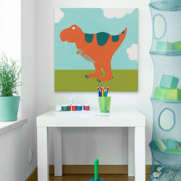 "Playtime Dino I" Painting Print on Wrapped Canvas