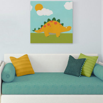 "Playtime Dino II" Painting Print on Wrapped Canvas
