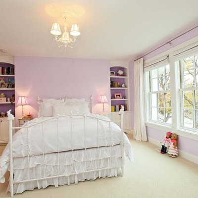 Inspiration for a timeless girl kids' room remodel in Minneapolis with purple walls