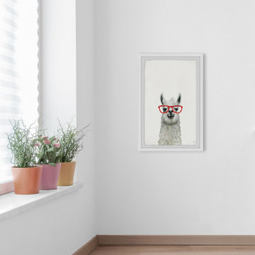 "Red Trendy Llama" Framed Painting Print