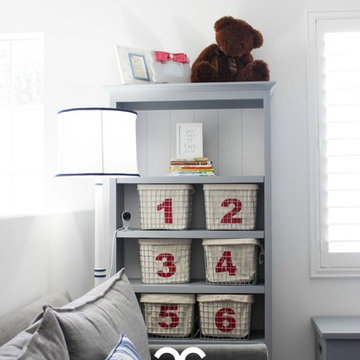 Red, White, & Blue Playroom Storage Shelf