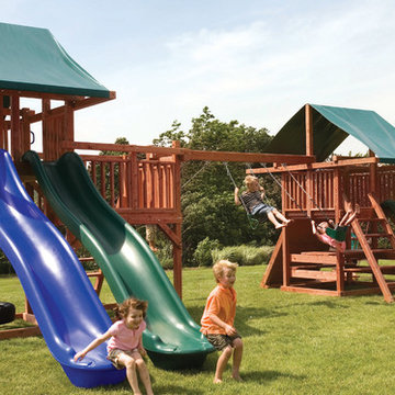 Redwood Swing Sets with 10 Unique Play Features