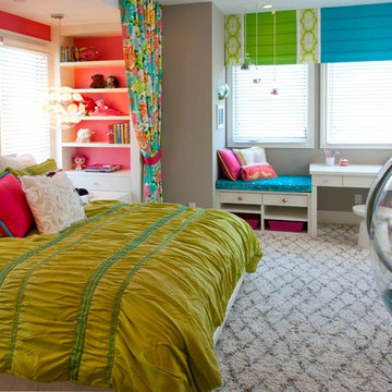 Robeson Design Girls Colorful Bedroom Design Ideas with Storage Solutions