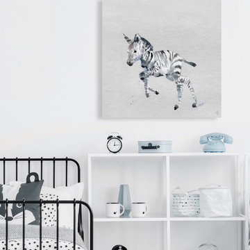 "Running Zebra II" Painting Print on Wrapped Canvas