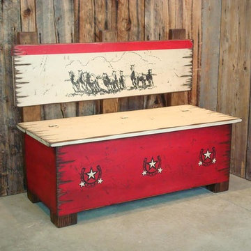Rustic Red Storage Bench
