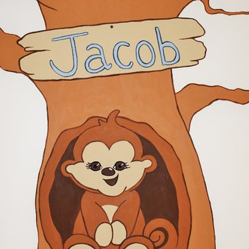 Safari Tree Mural - Sitting Monkey