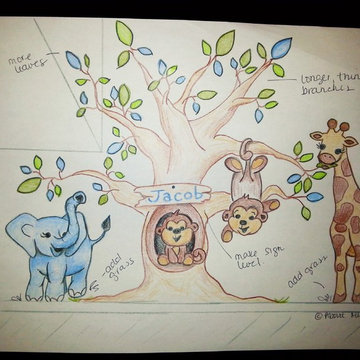 Safari Tree Mural - Sketch