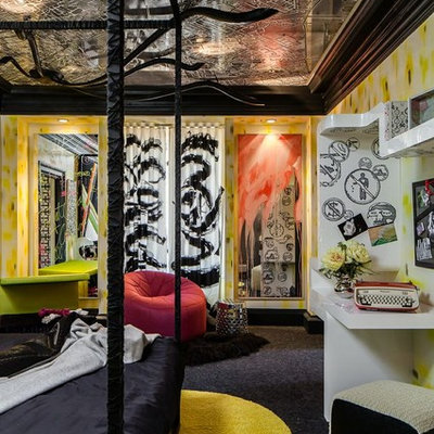 Example of an eclectic boy carpeted kids' room design in San Francisco