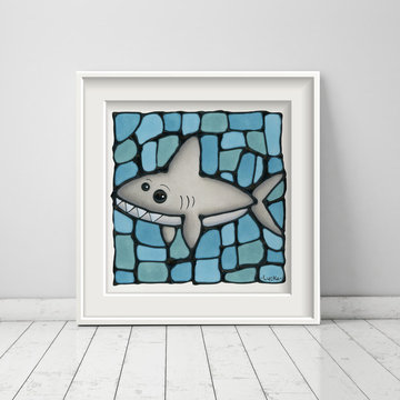Shark Art Print for Baby Boy Nursery or Bedroom