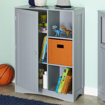 Single Door, 3-Cubby Floor Cabinet, Gray