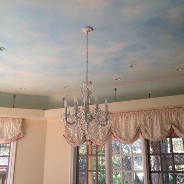 Sky Mural and Chandelier