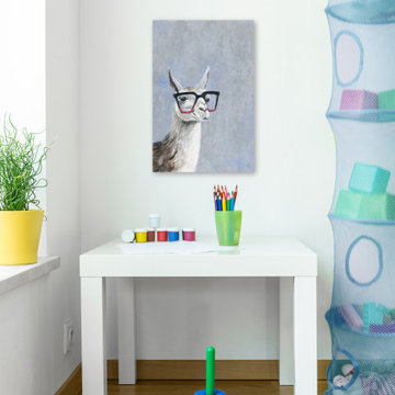 "Smart Llama IV" Painting Print on Wrapped Canvas