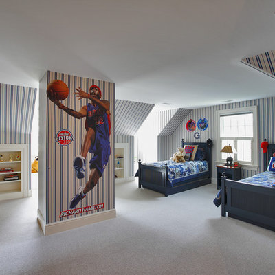 Inspiration for a timeless boy carpeted kids' room remodel in New York