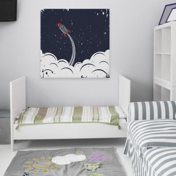 "Spaceship Launch" Painting Print on Wrapped Canvas