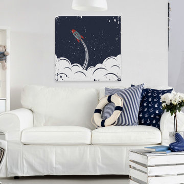 "Spaceship Launch" Painting Print on Wrapped Canvas