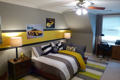 Example of a large transitional boy kids' room design in Atlanta with gray walls