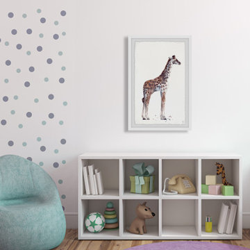 "Standing Tall Giraffe" Framed Painting Print